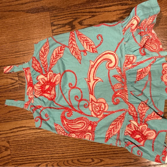 GAP Kids Teal Dress with Red Floral Pattern - Picture 4 of 5